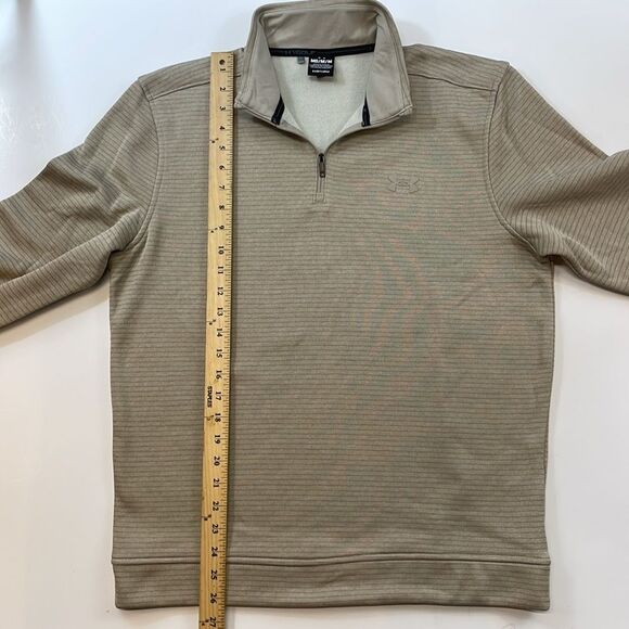 Under Armour Golf Men’s Quarter-Zip Beige Striped Performance Top Sz M - Picture 3 of 6